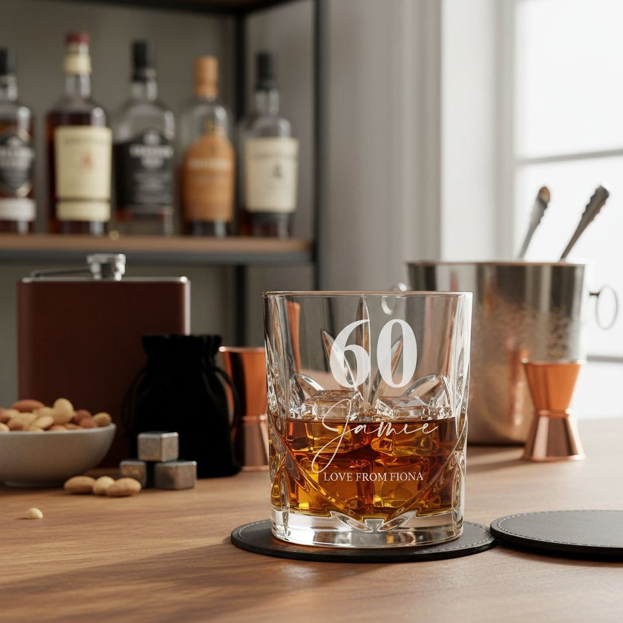 Engraved Personalised 60th Birthday Crystal Cut Whiskey Glass Gift Personalised Whiskey Glass ukgiftstoreonline