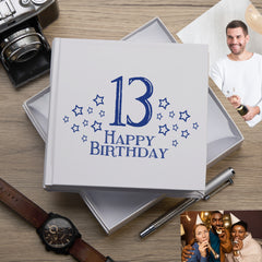 13th Birthday White Photo Album Gift For Him 50 x 6" x 4" Photos