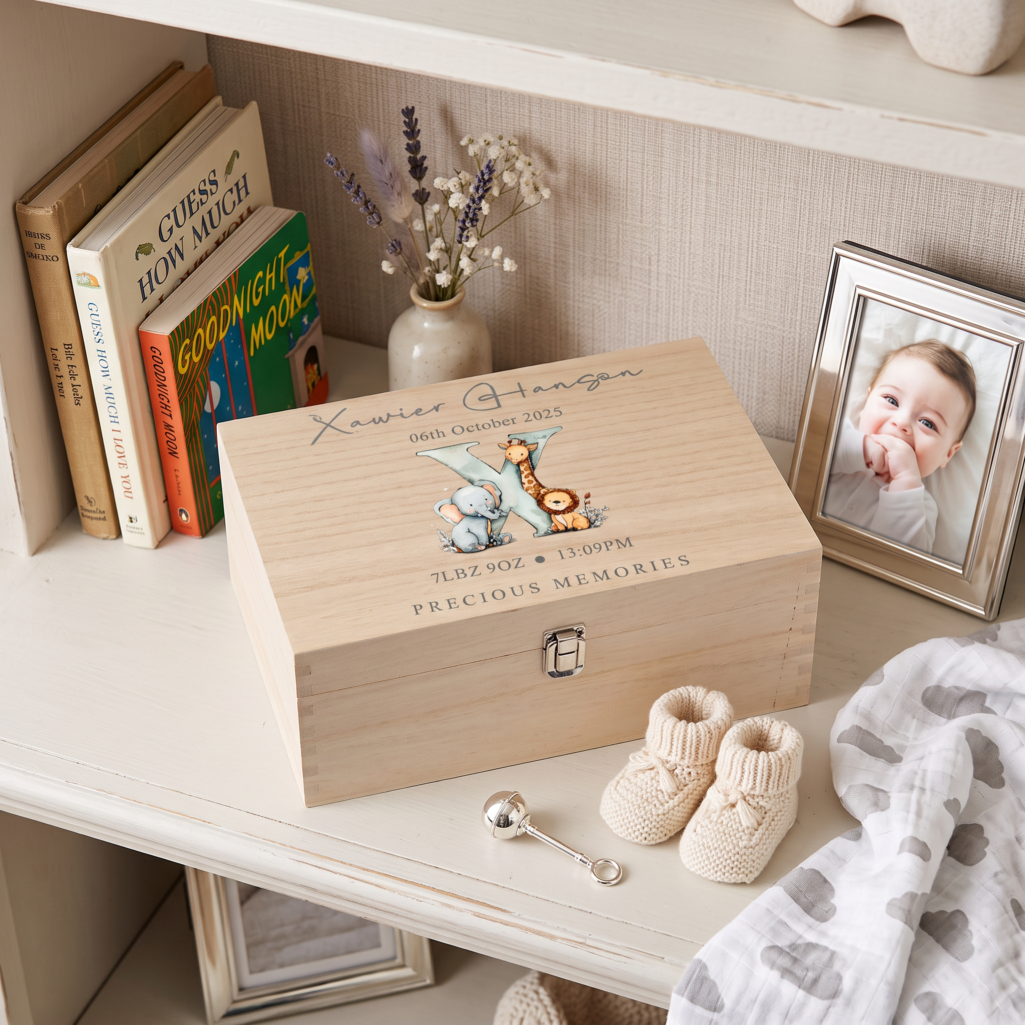 Personalised Wooden Baby Memory Keepsake Box With Animal Alphabet Keepsake Memory Box ukgiftstoreonline
