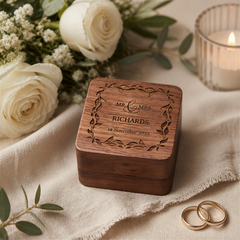 Personalised Wedding Ring Box Holder for 2 Rings With Border Ring Box Holder ukgiftstoreonline