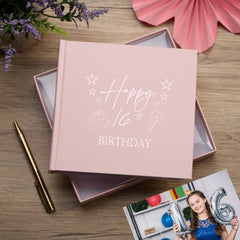 16th Birthday Pink Photo Album Gift For Her With Present Design
