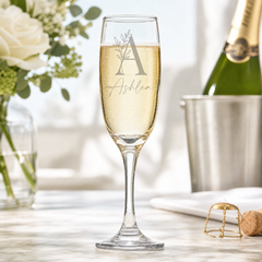 Personalised Floral Alphabet and Name Champagne Flute Prosecco Glass Gift Personalised Champagne Glasses ukgiftstoreonline