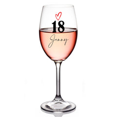 Personalised 18th Birthday Wine Glass Gift For Her With Love Heart