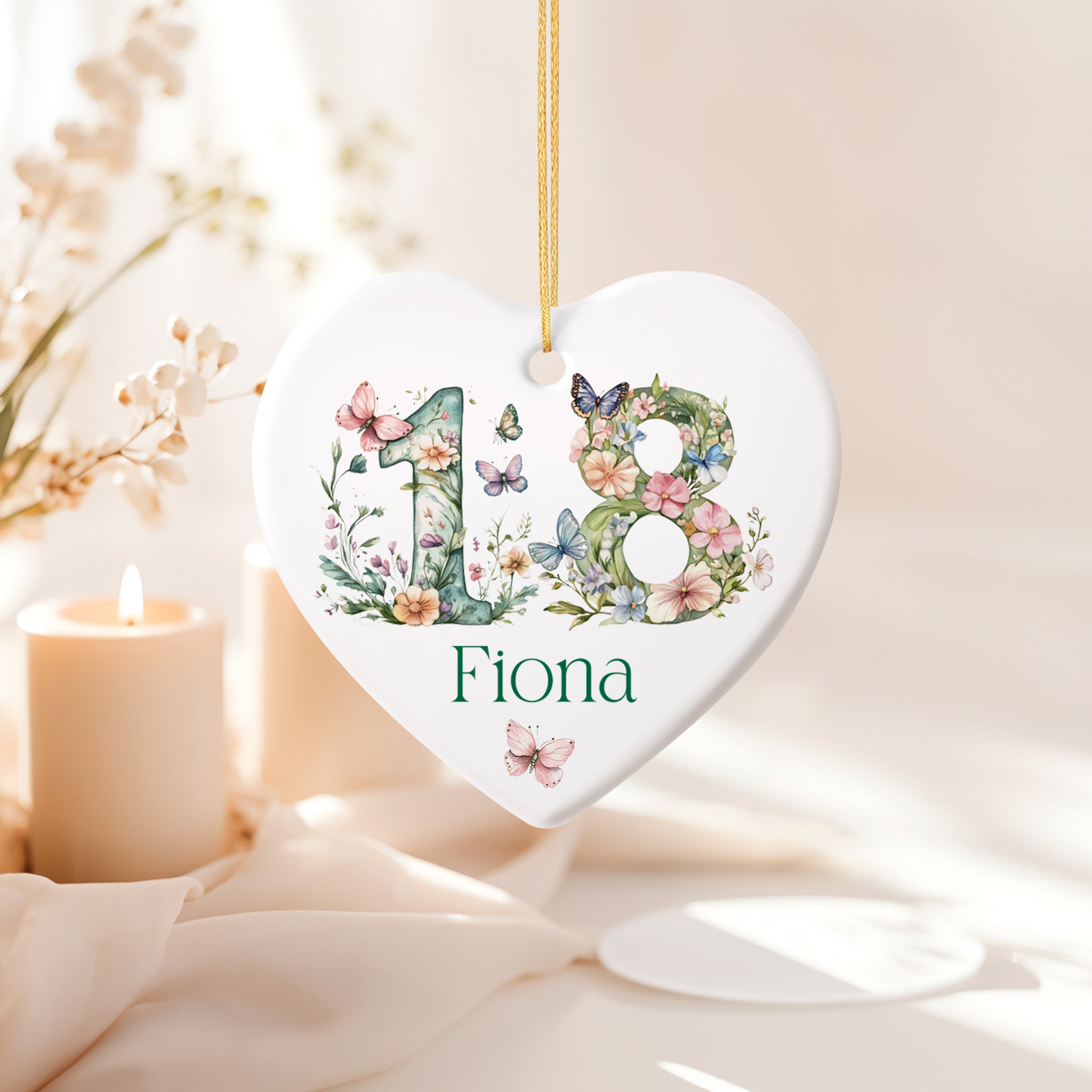 Personalised Landmark Birthday Butterfly and Flowers Heart Gift 13th 16th 18th 21st 30th 40th 50th 60th 70th 80th 90th Personalised Heart Gifts ukgiftstoreonline 18