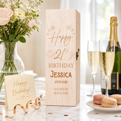 Personalised Birthday Any Age Wooden Wine or Champagne Gift Box Champagne Bottle Holders ukgiftstoreonline