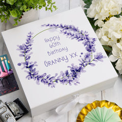 ukgiftstoreonline Personalised Lavender Wreath Birthday Gift Box Keepsake Memory Storage