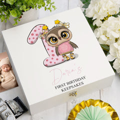 ukgiftstoreonline Personalised Baby Girl First Birthday Keepsake Memory Box Gift