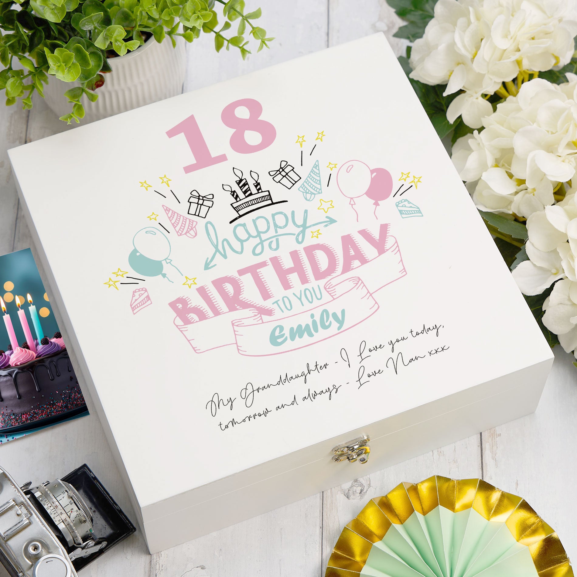 ukgiftstoreonline Personalised Any Age Happy Birthday Gift For Her Keepsake Memory Box