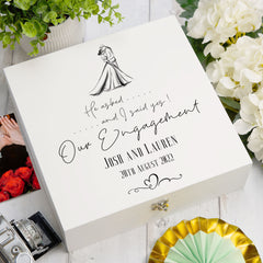 ukgiftstoreonline Personalised He Asked I Said Yes Our Engagement Keepsake Memory Box Gift Keepsake Memory Box ukgiftstoreonline Wood Box Large