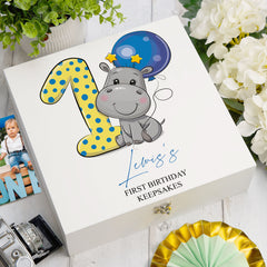 ukgiftstoreonline Personalised 1st birthday gift box baby boy keepsake memory box