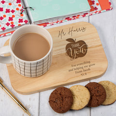 Personalised Gift For Teacher Wooden Drink Serving Board apple Design