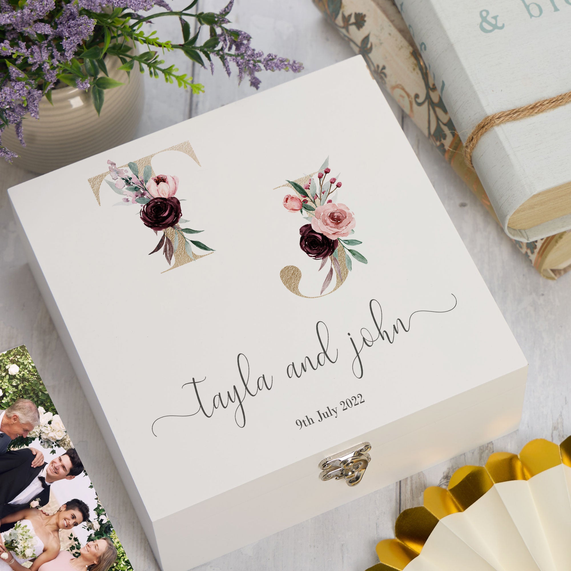 ukgiftstoreonline Personalised Initials Wedding Keepsake Memory Box Keepsake Memory Box ukgiftstoreonline