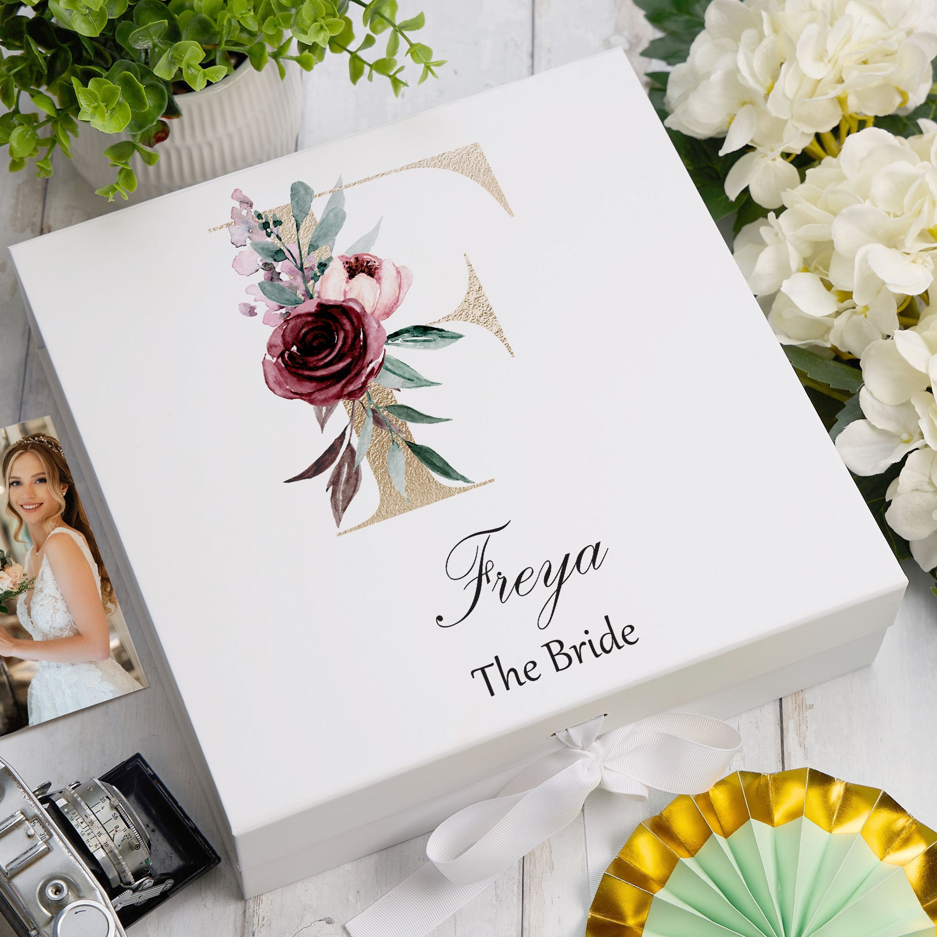 ukgiftstoreonline Personalised Gold Letter Monogram Keepsake Memory Box