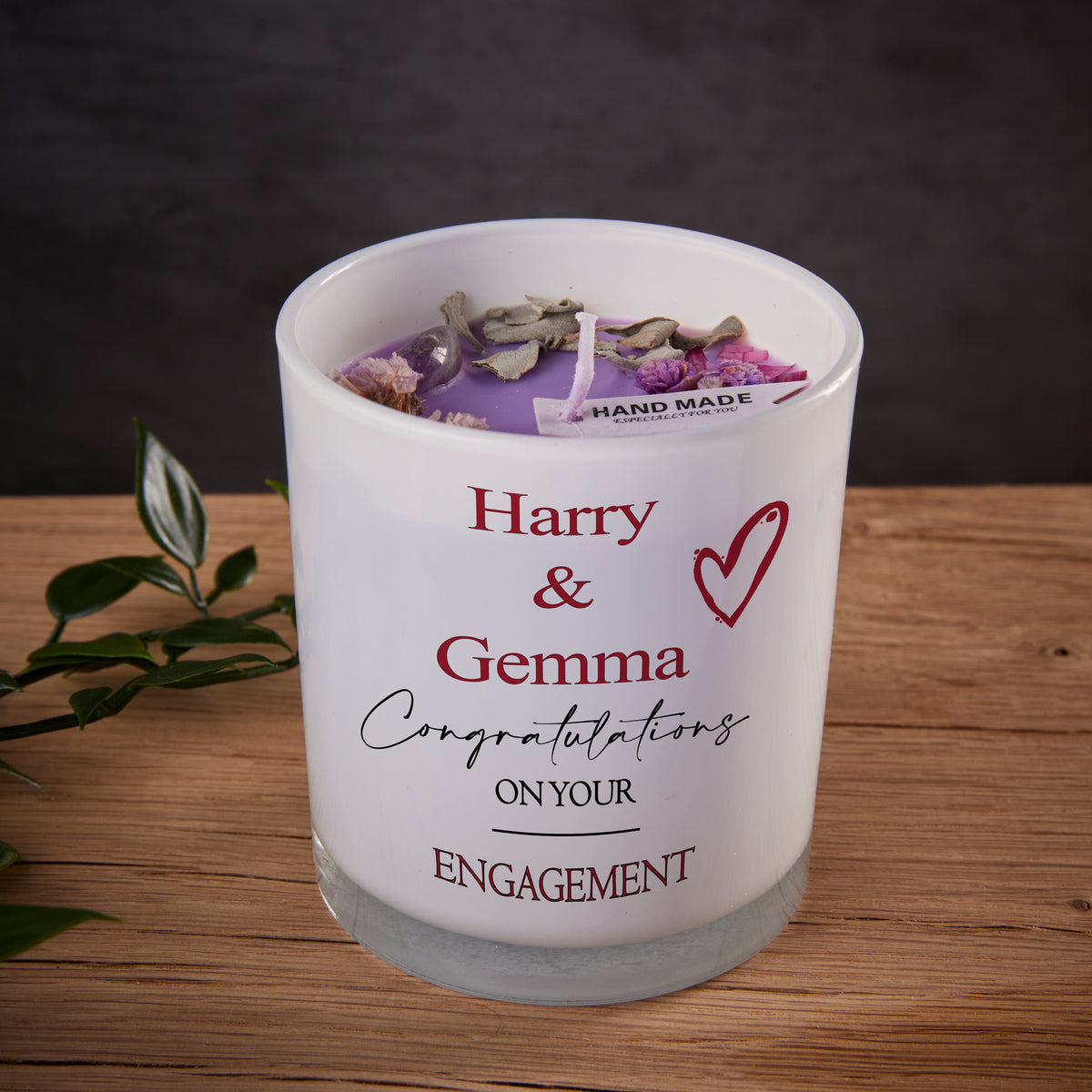 Beautiful Embellished Handmade Engagement Personalised Candle Gift