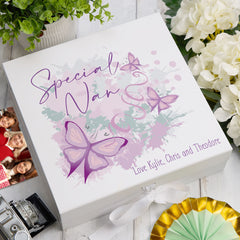 Personalised Special Nan Pink & Purple Butterfly Gift Keepsake Memory Box