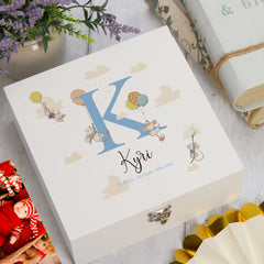 ukgiftstoreonline Personalised Baby Cute Mouse Themed Monogram Keepsake Memory Box Keepsake Memory Box ukgiftstoreonline