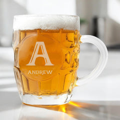 Personalised Engraved Dimple Beer Mug Glass Gift Any Name Occasion