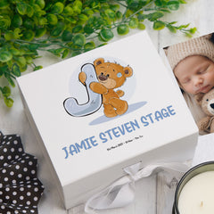 ukgiftstoreonline Personalised Teddy Design Baby Keepsake Memory Box