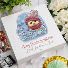 ukgiftstoreonline Personalised Baby Merry Christmas Owl Keepsake Memory Box Gift