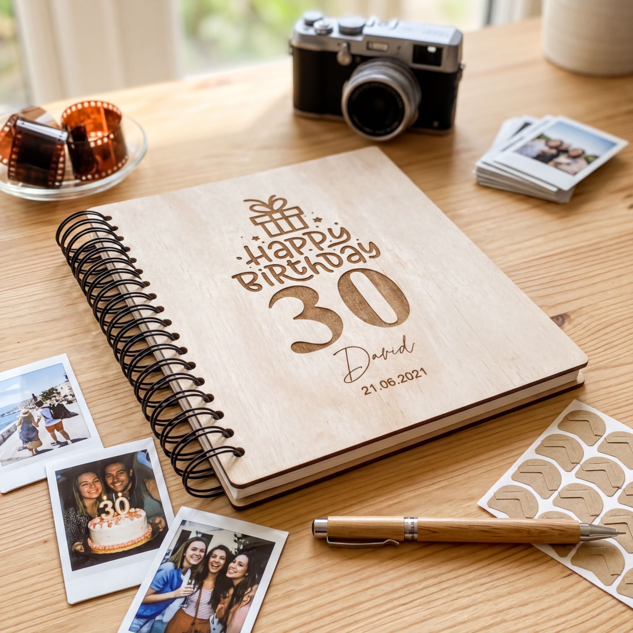 Personalised Wooden Photo Album – Large Engraved Birthday Keepsake Gift Birthday Photo Album ukgiftstoreonline