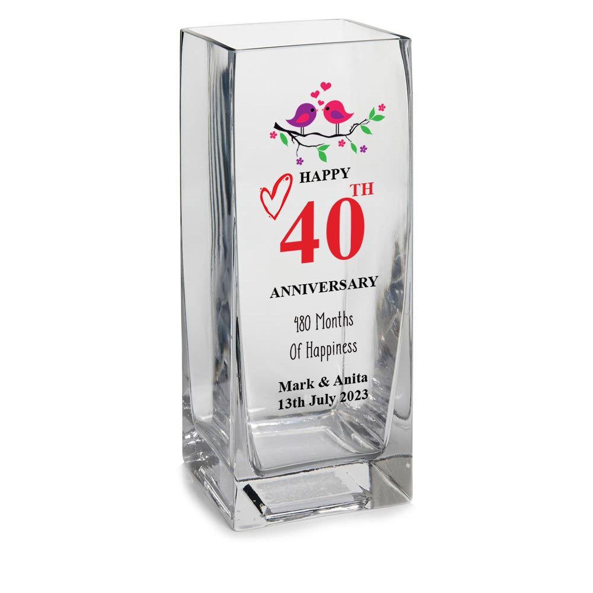 Copy of Personalised 40th Anniversary Flower Vase Gift For Couple Husband Wife Loving Memory Remembrance ukgiftstoreonline
