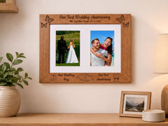 Personalised Our First Anniversary Double Wooden Photo Frame Gift Anniversary Photo Frame ukgiftstoreonline
