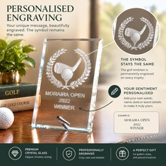 Personalised Engraved Golf Award Trophy Glass Plaque Gift Personalised Crystal Glass ukgiftstoreonline