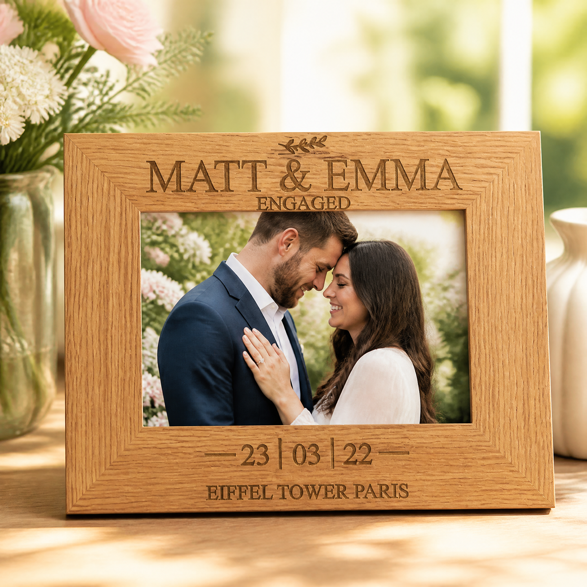 Personalised Engagement Sentiment Gift Wooden Photo Picture Frame Landscape Photo Frame ukgiftstoreonline