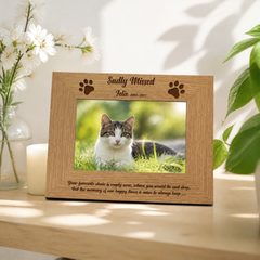Personalised Sadly Missed Cat Remembrance Memorial Wooden Photo Frame Pet Photo Frame ukgiftstoreonline