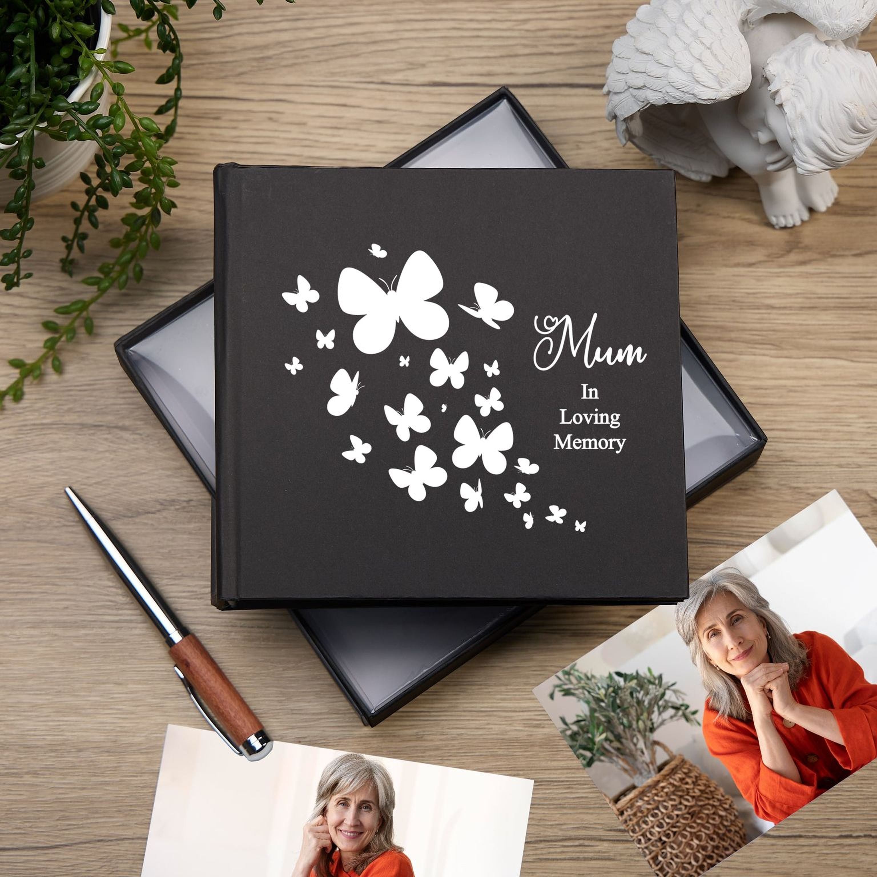 Mum In Loving Memory Black Butterfly Photo Album For 50 x 6 by 4 Photos photo album ukgiftstoreonline