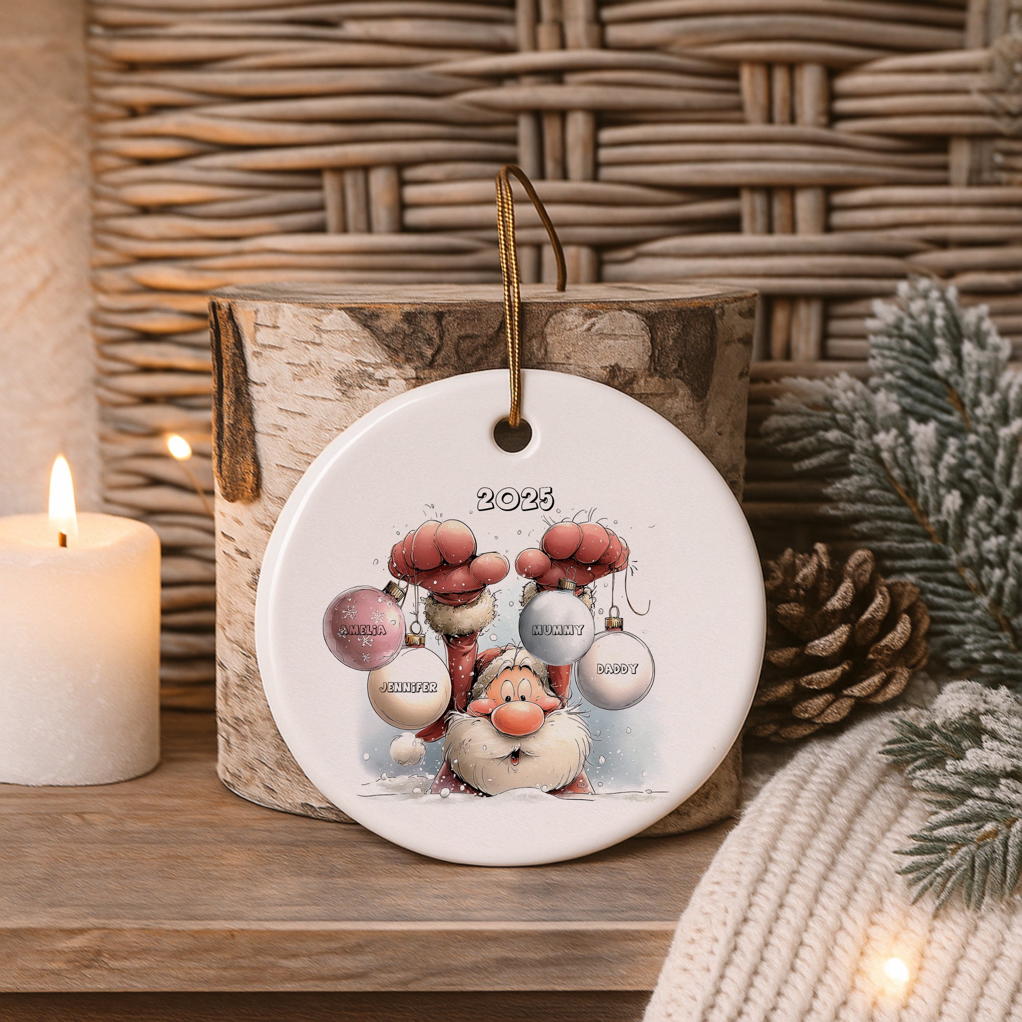 First Christmas as a Family Santa Decoration Keepsake Christmas Bauble Gift Personalised Heart Gifts ukgiftstoreonline Family of Four