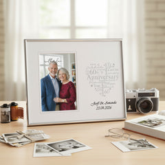 Personalised 60th Diamond Anniversary Silver Heart Photo Frame Gift Boxed Anniversary Photo Frame ukgiftstoreonline