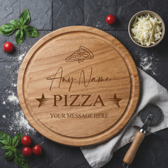 Large Personalised Custom Pizza Board Names Serving Tray Round Wooden ukgiftstoreonline