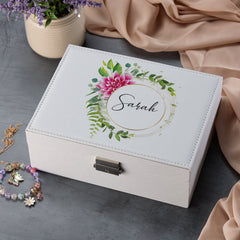 Personalised Any Name Floral Wreath Jewellery Box Gift For Her