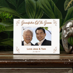White Engraved Personalised  Grandfather Of The Groom Photo Frame Gift