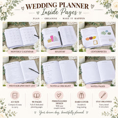 Personalised Wedding Planner, Eucalyptus Leaf Organiser Book, A5 ukgiftstoreonline