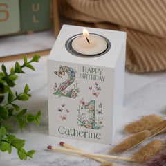 Personalised Landmark Birthday Butterfly and Flowers Tealight Holder 18th 21st 30th 40th 50th 60th 70th 80th 90th Personalised Heart Gifts ukgiftstoreonline 21