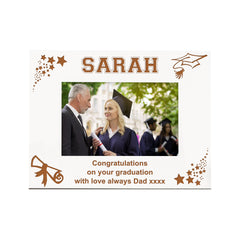Graduation Day Personalised White Photo Frame Gift With Stars