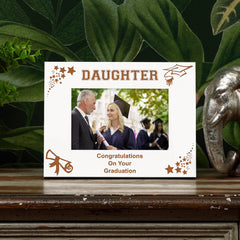 Daughter Graduation Day White Photo Frame Gift With Stars