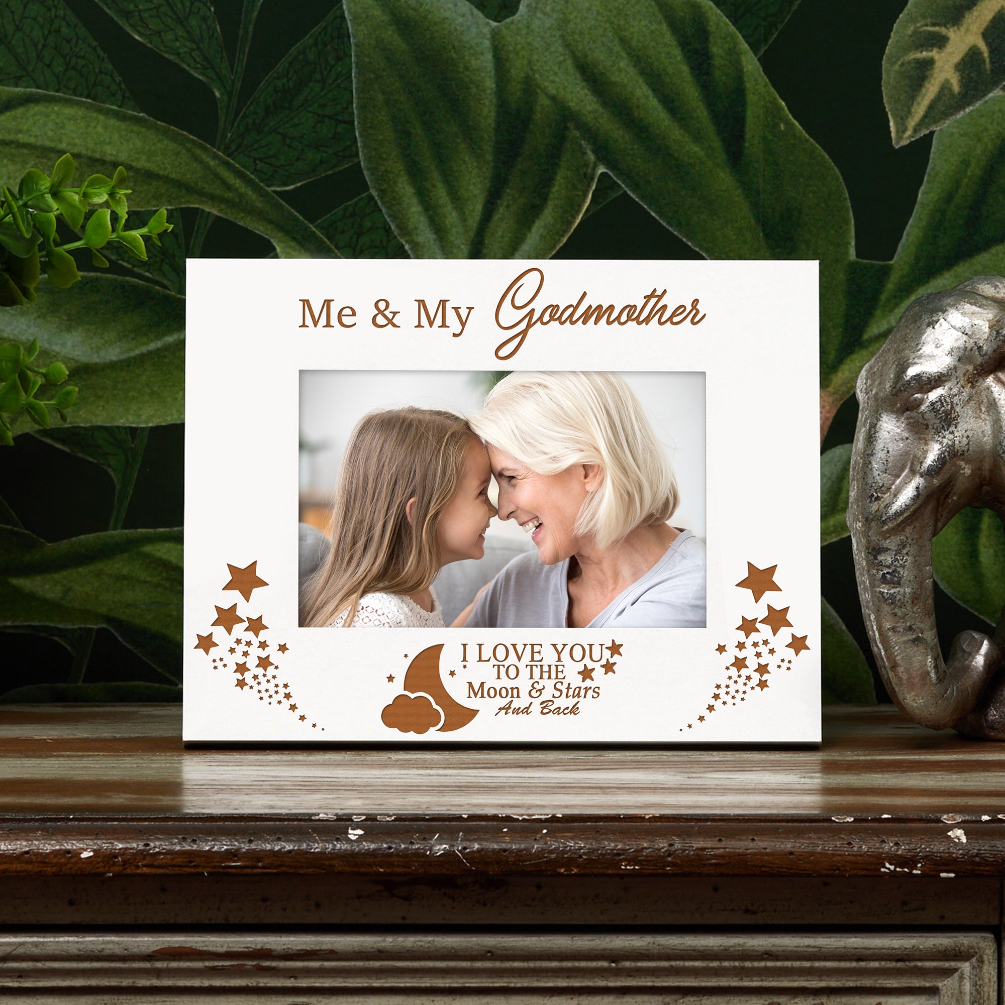 Me and My Godmother Love You To The Moon White Photo Frame Gift Godmother Photo Frame ukgiftstoreonline