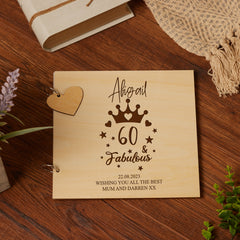 60th Birthday Fabulous Personalised Engraved Wooden Album Scrapbook