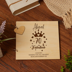 70th Birthday Fabulous Personalised Engraved Wooden Album Scrapbook