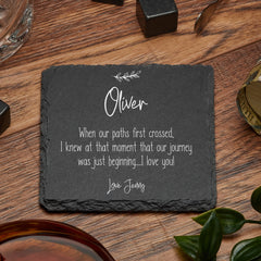 Personalised Love Anniversary or Valentines Slate Coaster Gift
