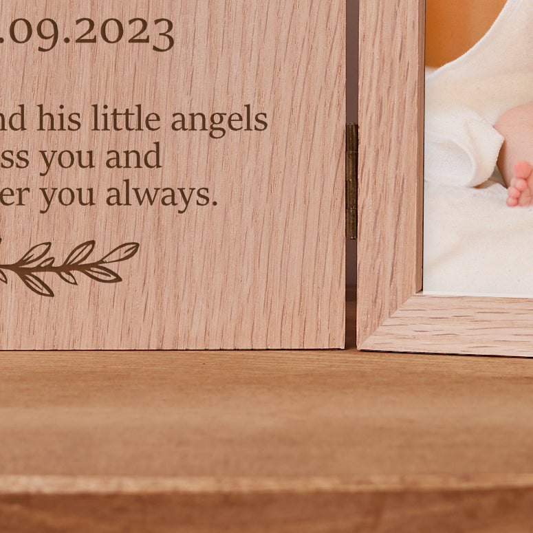 Personalised Baptism Day Book Photo Frame Solid Oak Wood Gift