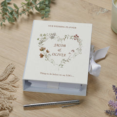 Personalised Wedding Planner Organiser Binder Engagement Gift Watercolour Floral Heart