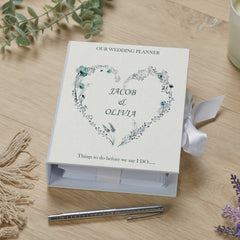 Personalised Wedding Planner Organiser Binder Engagement Gift Dusty Blue Heart