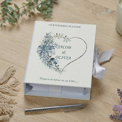 Personalised Wedding Planner Organiser Binder Engagement Gift Blue Palm Heart