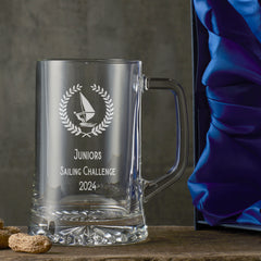 Personalised 1 Pint Sailing Beer Glass Tankard In Silk Lined Gift Box
