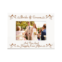 Bride & Groom Happily Ever After White Wooden Photo Frame