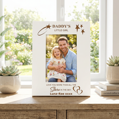 Daddy's Little Girl Personalised White Photo Frame Gift For Father and Daghter Photo Frame ukgiftstoreonline
